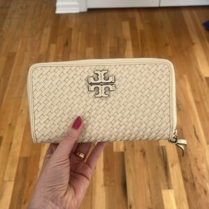 Tory Burch oversized wallet, cream